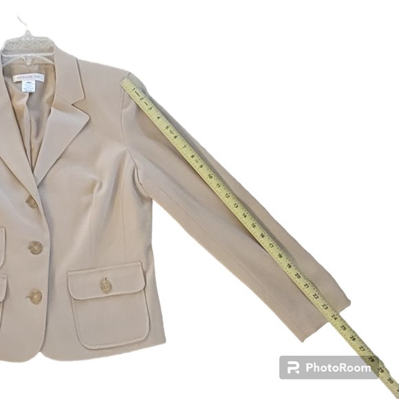 Tailored Soft Camel/Beige 3 Button BlazerJacket Fully Lined Size 10 - Picture 7 of 7
